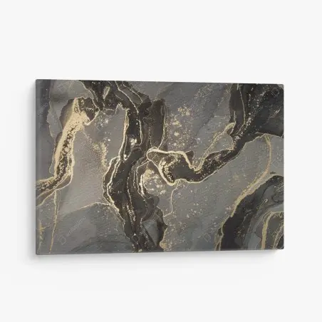 Tableau sur toile marbrure abstraite aux reflets dorés – Wallnifity®