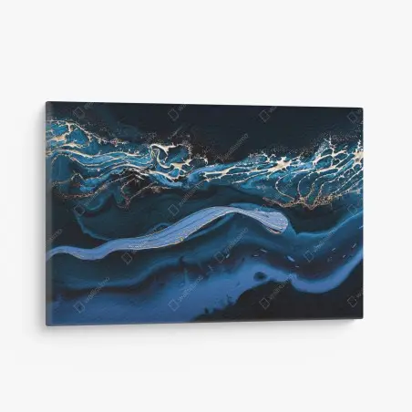 Tableau sur toile océan d'azur et d'or abstrait – Wallnifity®