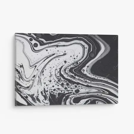 Tableau sur toile abstraction marbrée en noir et blanc – Wallnifity®