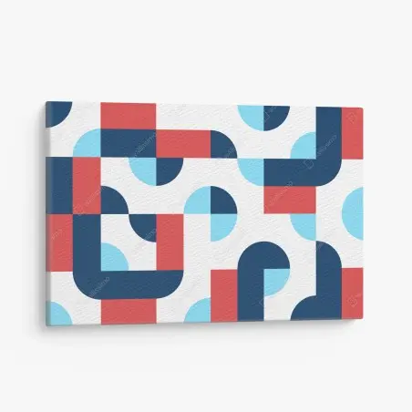 Tableau sur toile motif géométrique moderne bleu et corail – Wallnifity®