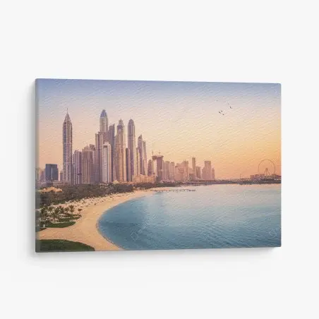 Tableau sur toile coucher de soleil sur le front de mer de Dubaï – Wallnifity®