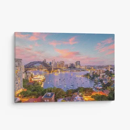 Tableau sur toile coucher de soleil sur Sydney et le Harbour Bridge – Wallnifity®