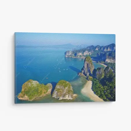 Tableau sur toile vue aérienne d'îles tropicales et falaises – Wallnifity®