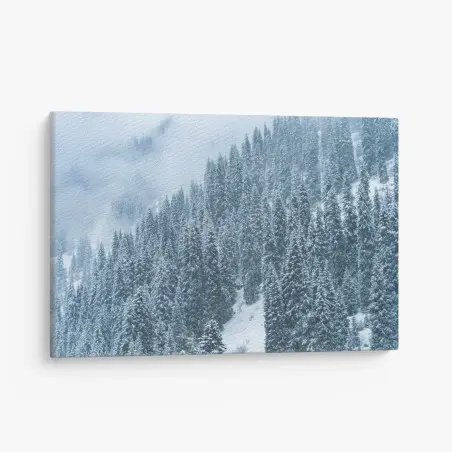 Tableau sur toile forêt de sapins enneigée – Wallnifity®