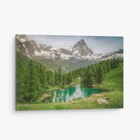 Tableau sur toile lac bleu alpin de Cervinia – Wallnifity®