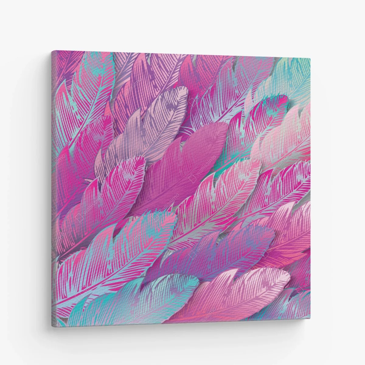 Tableau sur toile motif plumes irisées rose et turquoise – Wallnifity® Tableau sur toile motif plumes irisées rose et turquoise – Wallnifity®