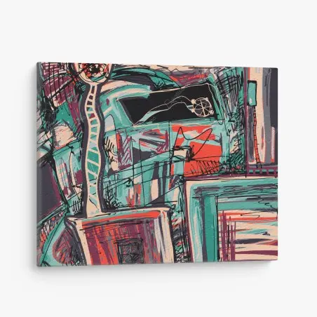 Tableau sur toile composition urbaine abstraite colorée – Wallnifity®