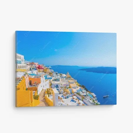 Tableau sur toile vue panoramique sur la caldeira de Santorin – Wallnifity®