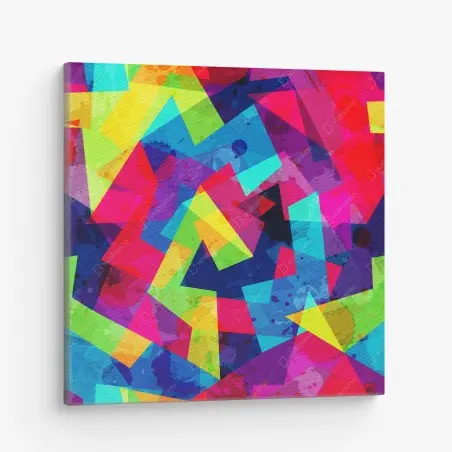 Tableau sur toile explosion géométrique multicolore – Wallnifity®