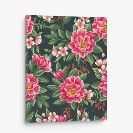 Tableau sur toile motif floral aquarelle aux pivoines roses – Wallnifity®