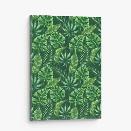 Tableau sur toile motif tropical de feuilles vertes – Wallnifity®