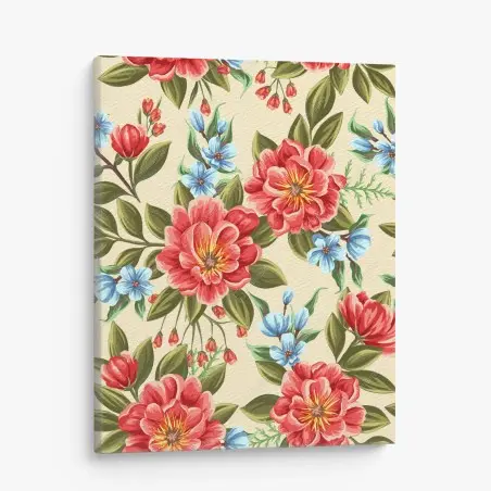 Tableau sur toile motif floral aquarelle aux grandes fleurs rouges – Wallnifity®