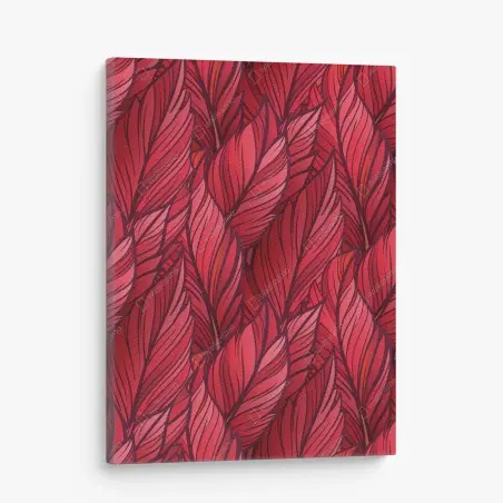 Tableau sur toile motif de grandes feuilles rouges stylisées – Wallnifity®