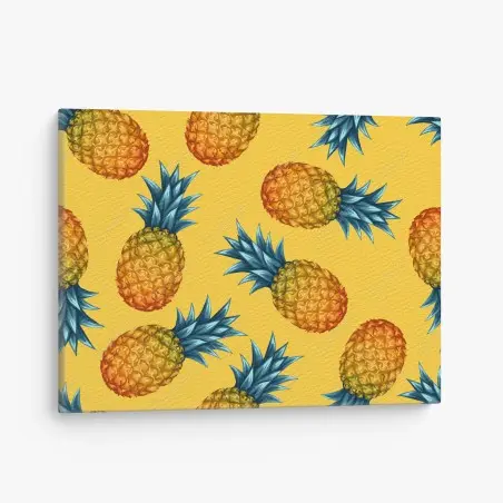 Tableau sur toile motif ananas tropicaux sur fond jaune – Wallnifity®