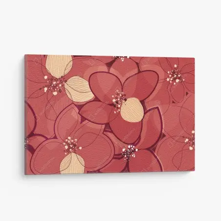 Tableau sur toile motif floral rouge et crème – Wallnifity®