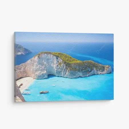 Tableau sur toile panorama de Navagio, eaux turquoises de Zakynthos – Wallnifity®