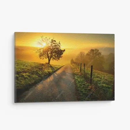 Tableau sur toile lever de soleil sur chemin de campagne – Wallnifity®