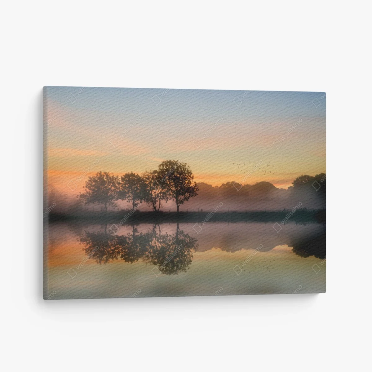 Tableau sur toile matin brumeux au bord de l'étang – Wallnifity® Tableau sur toile matin brumeux au bord de l'étang – Wallnifity®