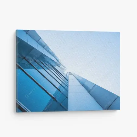 Tableau sur toile élan vertical : façade en verre moderne – Wallnifity®