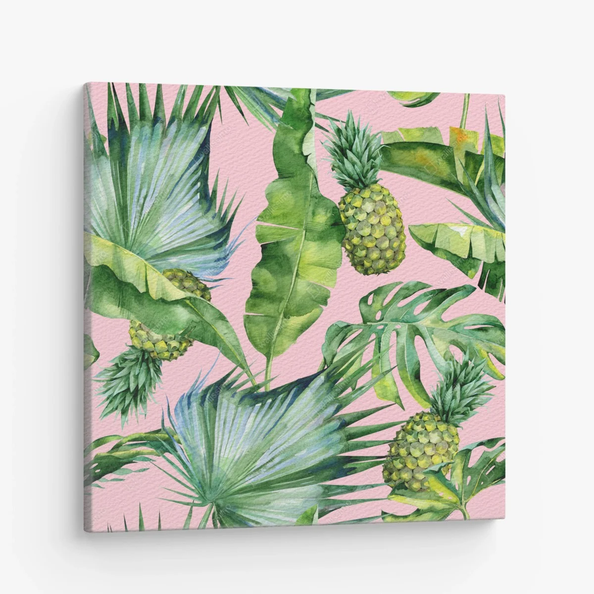Tableau sur toile motif tropical ananas et feuilles aquarelle sur fond rose – Wallnifity® Tableau sur toile motif tropical ananas et feuilles aquarelle sur fond rose – Wallnifity®