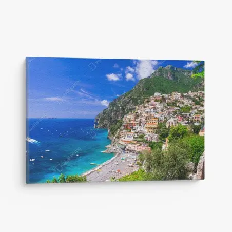 Tableau sur toile vue panoramique de Positano au bord de la mer – Wallnifity®