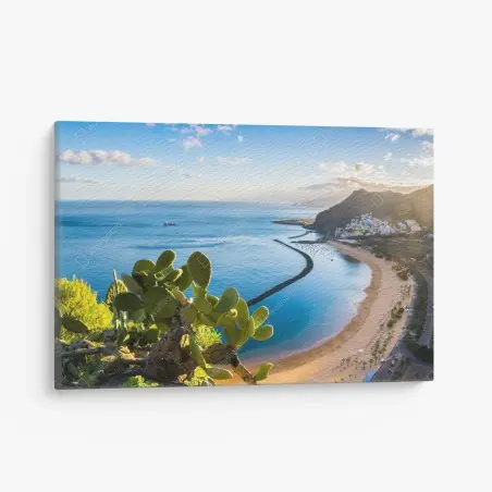 Tableau sur toile panorama ensoleillé de Las Teresitas, Tenerife – Wallnifity®