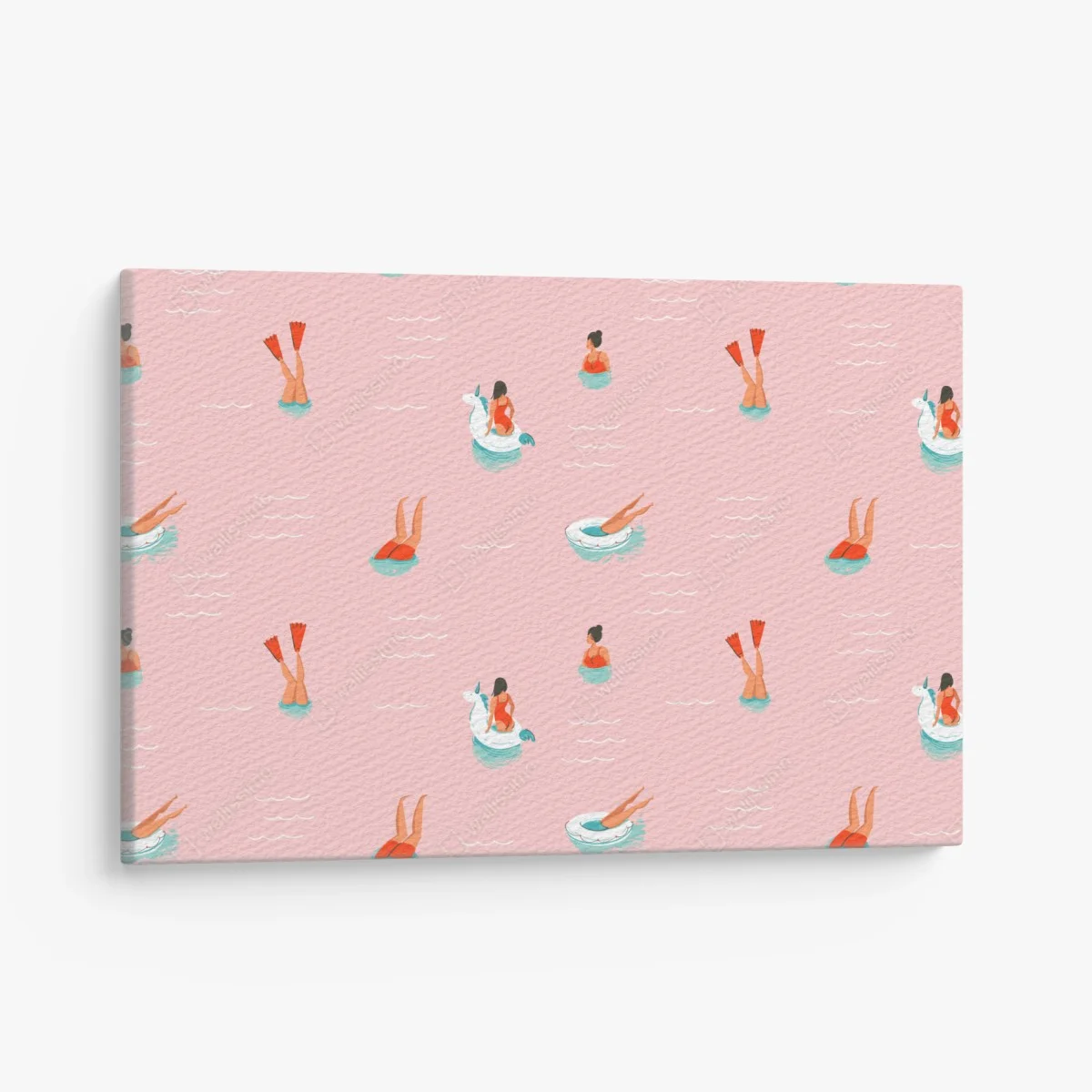 Tableau sur toile motif estival licorne et nageuses sur fond rose – Wallnifity® Tableau sur toile motif estival licorne et nageuses sur fond rose – Wallnifity®