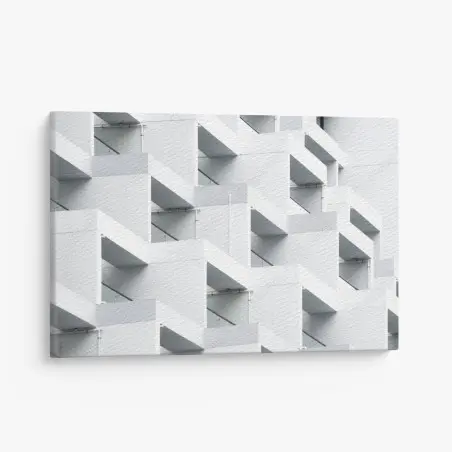 Tableau sur toile façade géométrique en béton blanc – Wallnifity®