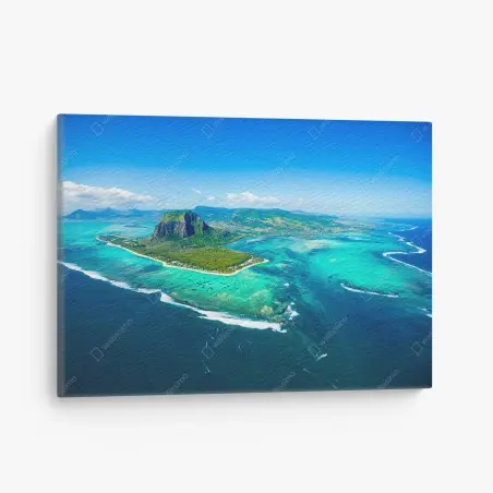 Tableau sur toile panorama aérien du Morne Brabant et lagon turquoise – Wallnifity®