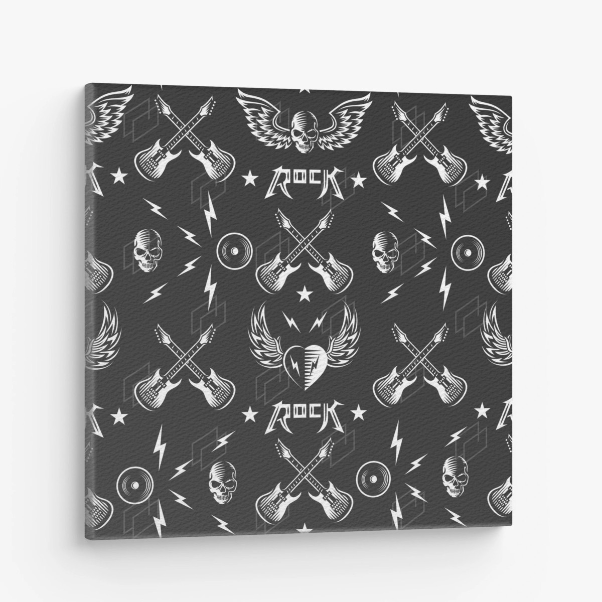 Tableau sur toile motif rock vintage noir et blanc – Wallnifity®