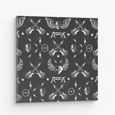 Tableau sur toile motif rock vintage noir et blanc – Wallnifity®