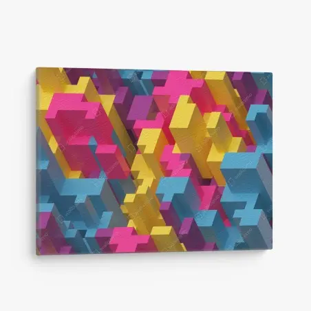 Tableau sur toile motif voxel coloré abstrait – Wallnifity®