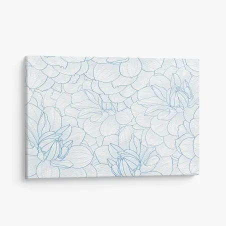 Tableau sur toile motif floral délicat en esquisse bleue – Wallnifity®