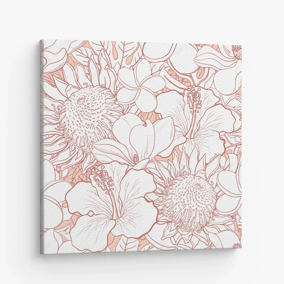 Tableau sur toile motif floral tropical aux lignes saumon – Wallnifity® Tableau sur toile motif floral tropical aux lignes saumon – Wallnifity®