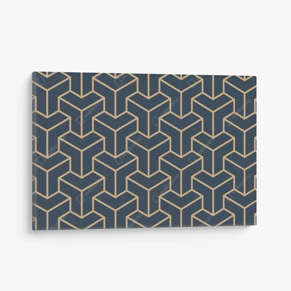 Tableau sur toile motif géométrique bleu marine et doré en 3d – Wallnifity® Tableau sur toile motif géométrique bleu marine et doré en 3d – Wallnifity®