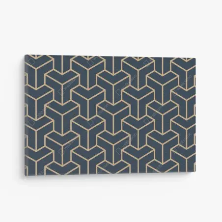 Tableau sur toile motif géométrique bleu marine et doré en 3d – Wallnifity®