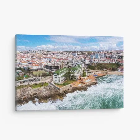 Tableau sur toile vue aérienne d'une ville côtière sur falaises – Wallnifity®