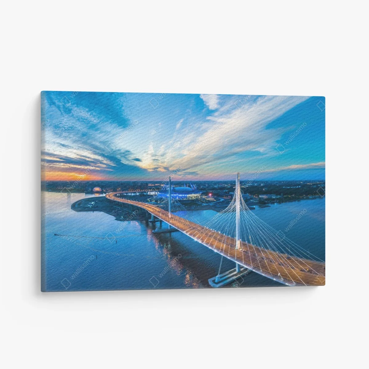 Tableau sur toile panorama du pont à haubans de Saint-Pétersbourg au crépuscule – Wallnifity® Tableau sur toile panorama du pont à haubans de Saint-Pétersbourg au crépuscule – Wallnifity®