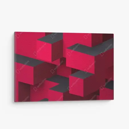 Tableau sur toile composition cubique rouge et noire – Wallnifity®