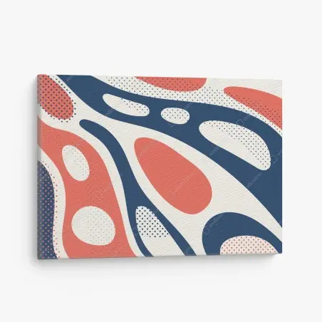 Tableau sur toile composition organique corail et bleu marine – Wallnifity®