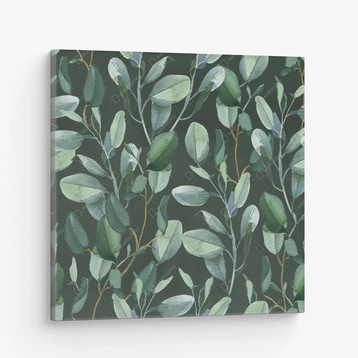 Tableau sur toile feuillage d'eucalyptus aquarelle sur fond vert profond – Wallnifity® Tableau sur toile feuillage d'eucalyptus aquarelle sur fond vert profond – Wallnifity®
