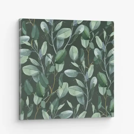 Tableau sur toile feuillage d'eucalyptus aquarelle sur fond vert profond – Wallnifity®