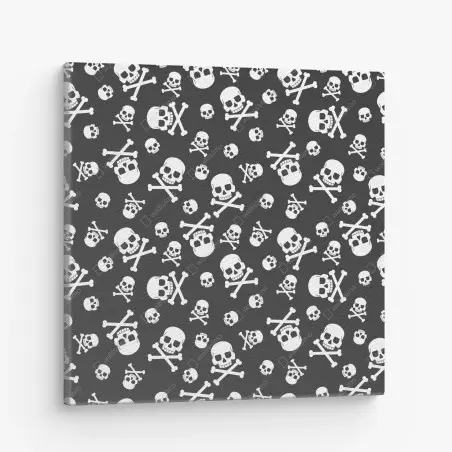 Tableau sur toile motif crânes et os croisés noir et blanc – Wallnifity®