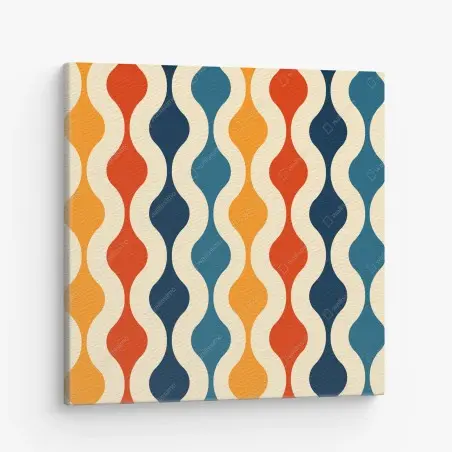 Tableau sur toile motif rétro ondulé aux couleurs chaudes – Wallnifity®