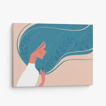 Tableau sur toile portrait féminin à la chevelure florale – Wallnifity®