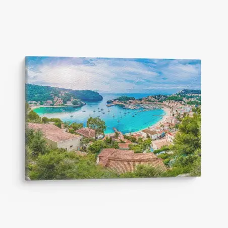 Tableau sur toile panorama turquoise de Port de Sóller – Wallnifity®