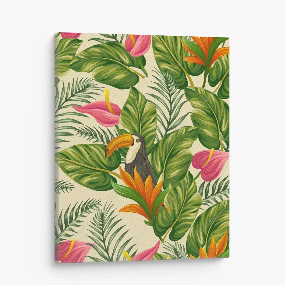 Tableau sur toile motif jungle tropicale au toucan et feuillages – Wallnifity® Tableau sur toile motif jungle tropicale au toucan et feuillages – Wallnifity®