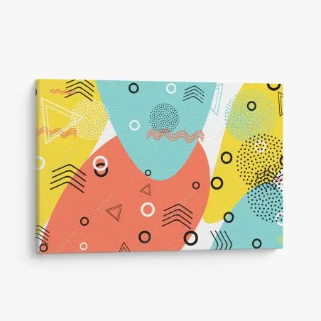 Tableau sur toile composition abstraite aux formes colorées et motifs géométriques – Wallnifity®
