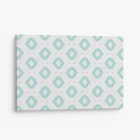 Tableau sur toile motif losanges turquoise et corail – Wallnifity®