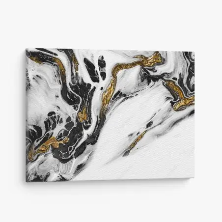 Tableau sur toile marbre abstrait noir et or – Wallnifity®